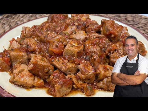 My recipe for lean pork with tomato sauce and peppers