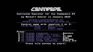 COMMODORE 64 += CENTIPEDE EMULATOR =+ NEW REMAKE GAME 2025