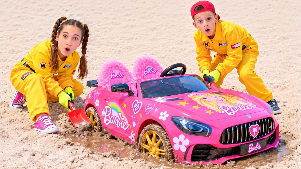 Sofia Saves Barbie Car from the Mud