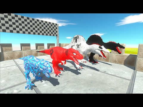 CHAMPIONS RACE GREAT WALL PYRAMID DINOSAURS T REX VS SPINOSAURUS - Animal Revolt Battle Simulator