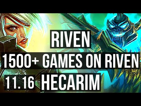 RIVEN vs HECARIM (JUNGLE) | Rank 3 Riven, 3/0/5, 1500+ games, 1.6M mastery | TR Grandmaster | v11.16
