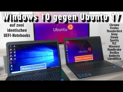 Windows 10 gegen Ubuntu 17 Linux Test auf identischen neuen UEFI Notebooks - [4K] Video