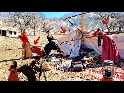 A man and two women: The husband, in his great anger, destroys the tent of the first wife's house.