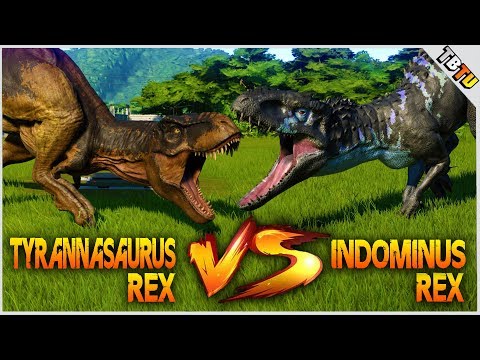 INDOMINUS REX Vs T- REX! 100% Mutated! Jurassic World: Evolution Dinosaur Battle park E4