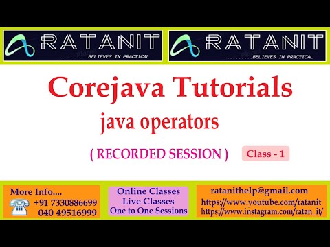 Core Java Tutorials Java Operators By Mr Ratan Class 01