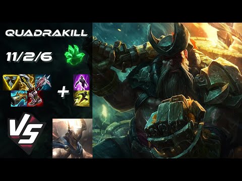 TOP Gangplank vs Pantheon [QUADRAKILL] - EU Grandmaster Patch 25.S1.7