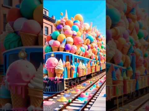 A beautiful train filled with lots of ice cream is arriving at the station🥱🍦🍦😋#icecreamtrain #viral