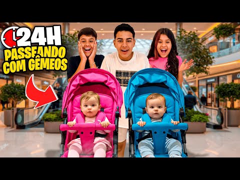 24H CUIDANDO DE GÊMEOS 🍼FIZEMOS COMPRAS E TROCAMOS FRALDA