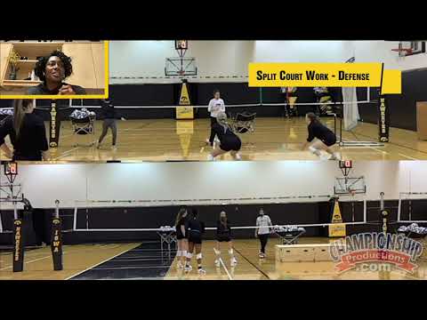 Volleyball Defense Practice - Split Court Work!