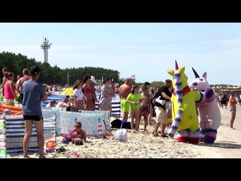 Łeba plaża 31-07-2019 czerwona flaga