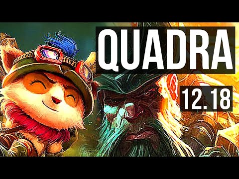 TEEMO vs GANGPLANK (TOP) | Rank 3 Teemo, Quadra, 800+ games, 800K mastery | KR Grandmaster | 12.18