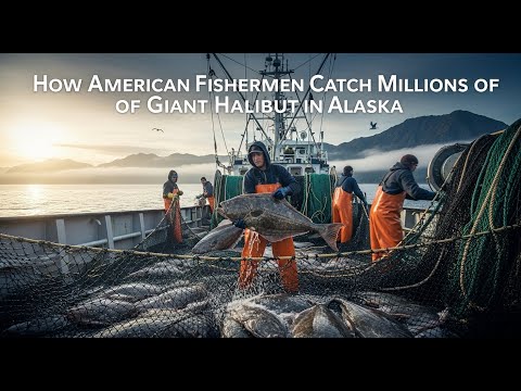 How American Fishermen Catch Millions of Giant Halibut in Alaska #HalibutFishing#HalibutCatch#Alaska