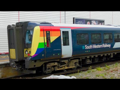 SWR Pride Class 444 - 444019 At Portsmouth & Southsea & Cosham - Tuesday 18th January 2022