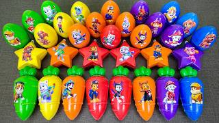 Rainbow Eggs!! Paw Patrol Slime Star Coloring with Ryder, Chase, Marshall,...Satisfying ASMR Video