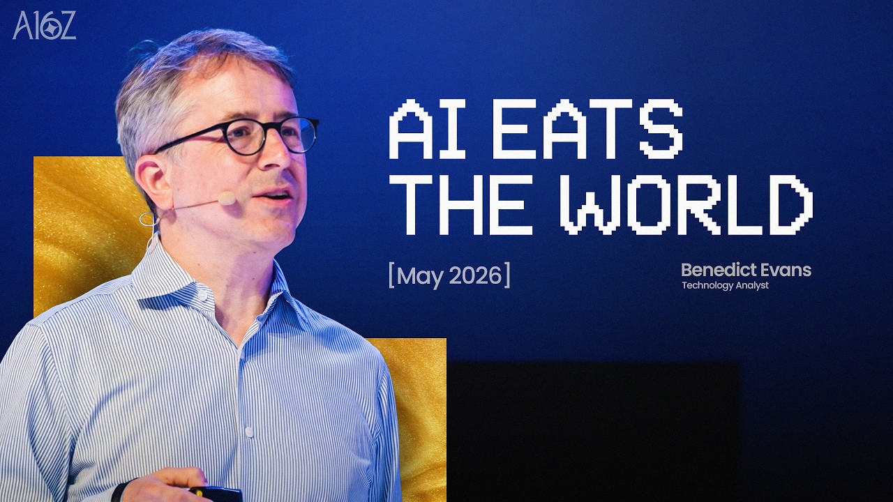 a16z YouTube thumbnail for Benedict Evans interview about AI usage economics and SaaS