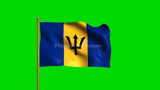 Barbados National Flag | World Countries Flag Series | Green Screen Flag | Royalty Free Footages