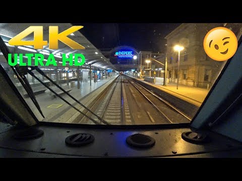【4K】 Führerstandsmitfahrt durch Mainz HBF und Worms in der Nacht .