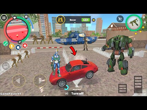 Rope Hero: Vice Town(Red Luxury Car Stuck in Army Base)Car Robot Fight Red CAR - Android Gameplay HD
