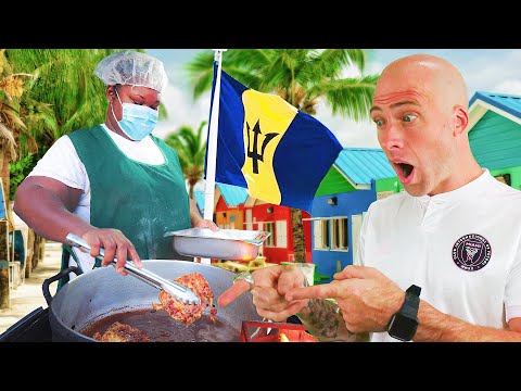 BAJAN STREET FOOD at Night! FOOD TOUR in Bridgetown, Barbados!