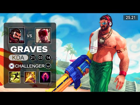 Graves vs Lee Sin Jungle - KR Grandmaster - Patch 25.21 Season 15