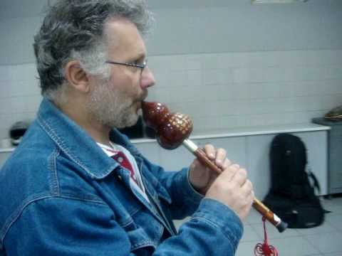 chinese traditional musical instrument hulusi played by greek musician Spiros Michas