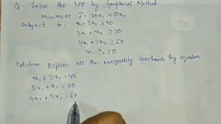 Lec-1   Graphical Method In Linear Programming Problem ||  For Unique Solution || In Hindi