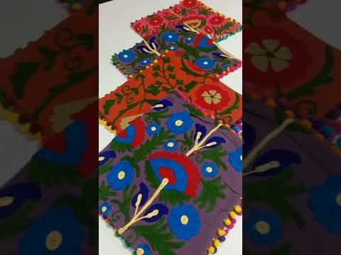 Sky blue embroidered cushion cover, size: 16*16, embroidery