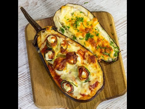Zucchini and Bacon Roll Stuffed Eggplant