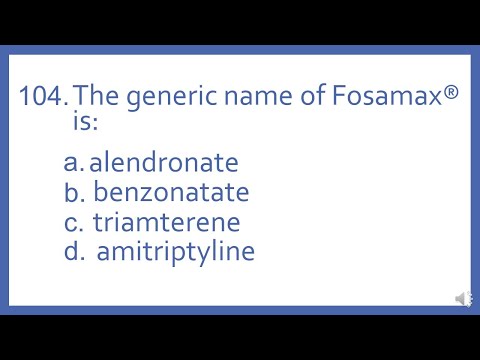 Top 200 Drugs Practice Test Question - The generic name of Fosamax is (PTCB PTCE NAPLEX NCLEX Prep)