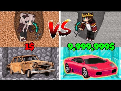 1$ FAKİR ARABA VS 1.000.000$ ZENGİN ARABA YARIŞI 😱 - Minecraft