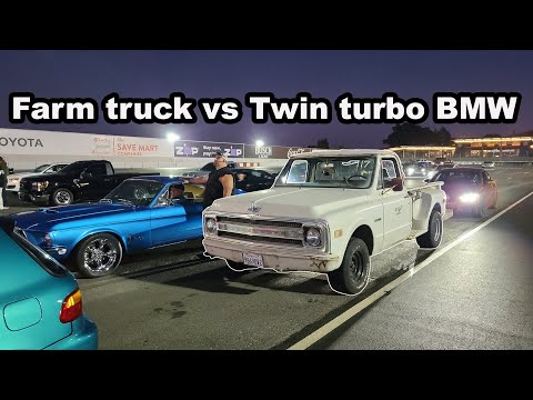 Drag racing my 1969 c10 VS twin turbo BMW