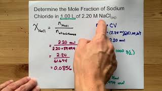 Determine the Mole Fraction in 1.00 L of 2.20 M NaCl