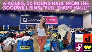 I Thrifted 50 Pounds Of Clothes In 6 Hours At The Goodwill Bins! | FULL Thrift Haul To Resell Online