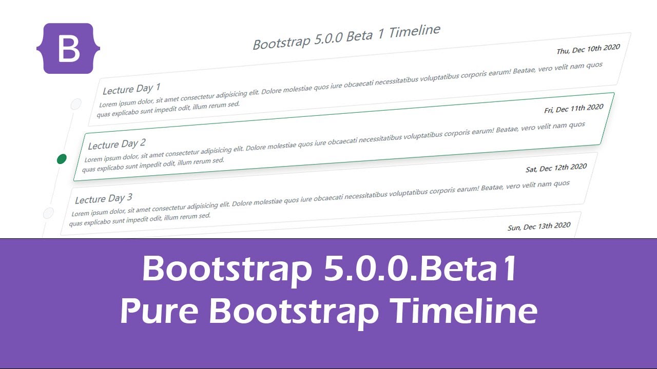 Pure Bootstrap 5 Timeline no Custom css