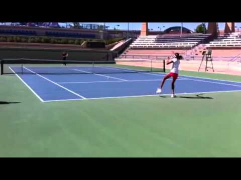 Naiktha Bains hitting with Steffi Graf