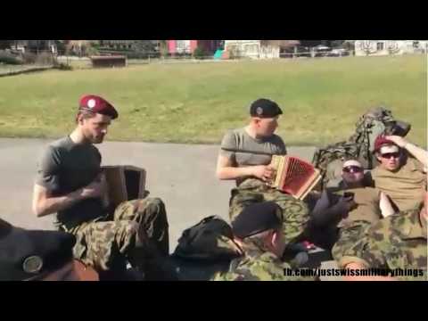 Swiss Soldiers play some Music on their last day of Service - Swiss Army