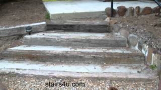 Stairway Built With Concrete And Railroad Ties - Landscaping Ideas