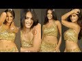 Telugu Actress Anushka Shetty Body Show In Sleeveless Golden Dress