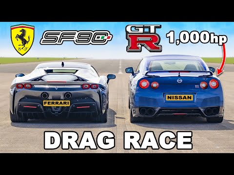 Ferrari SF90 v 1000hp Nissan GT-R: DRAG RACE