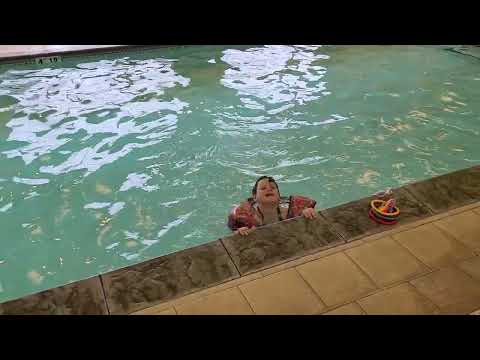 Addy swimming at Holiday Inn Express in Ogallala Nebraska 05-24-2022