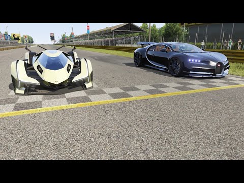 Lamborghini V12 Vision GT vs Bugatti Chiron at Monza Full Course