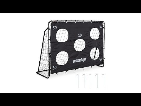 Schwarzes Fußballtor mit Torwand Schwarz - Grau - Weiß - Polyester - Stahl - 217 x 153 x 75 cm