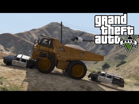 ★ GTA 5 - Outrun 5 Stars in a Dump Truck | Challenge Series Ep. 2
