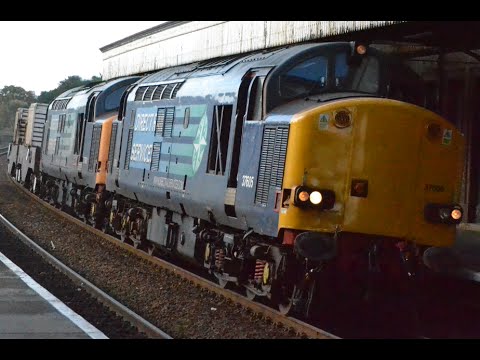 #443: *1 Tone* DRS Class 37605 & 37601 'Class 37 - Fifty' passes Colwyn Bay (21/10/14)