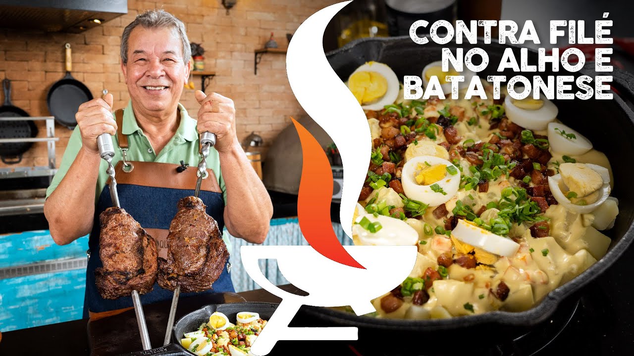 Contrafilé com pasta de alho