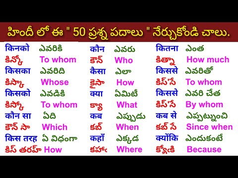 Wh question words in telugu hindi meaning in telugu | Wh question words hindi telugu english telugu
