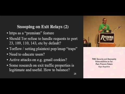DEF CON 16 - Roger Dingledine: Security Anonymity Vulnerablities in Tor