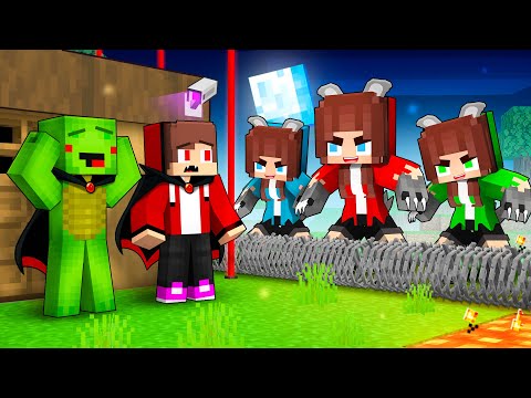 Vampire JJ`s Security House vs WEREWOLF Girls - Maizen Minecraft Animation