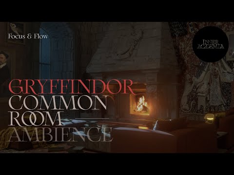 Harry Potter Gryffindor Common Room with Crackling Fire ⚡ 🗝️ Cozy Hogwarts Aesthetic I 3 Hrs