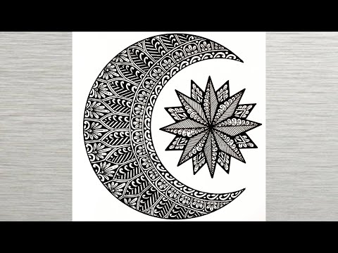 How to draw Mandala for Beginners Easy Mandala Drawing Half Moon Mandala StepbyStep vanithaarts
